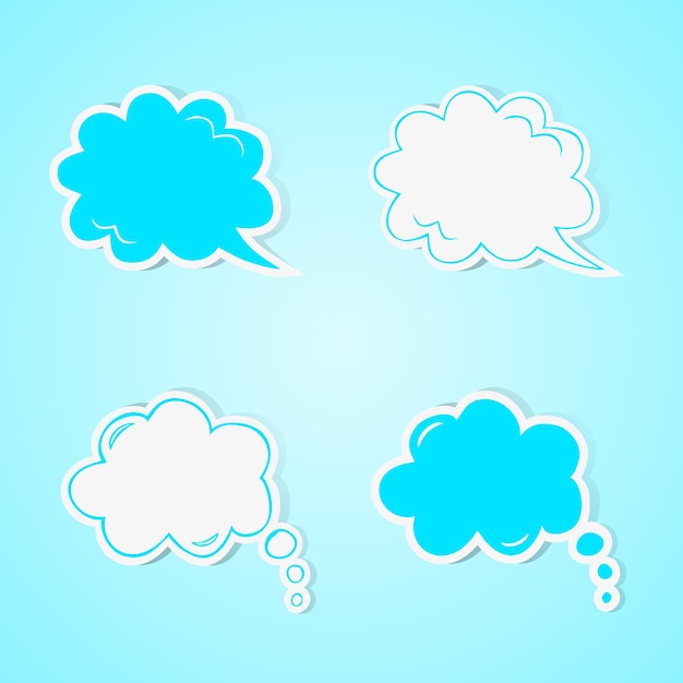 Hand getekende toespraak en gedachte bubble set. vector illustratie