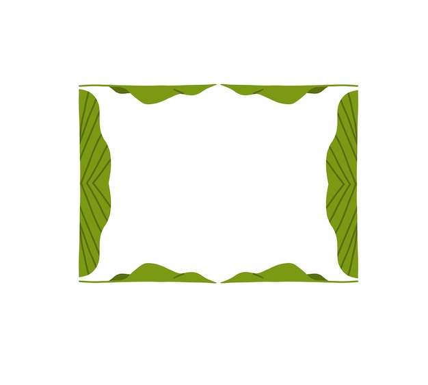 Hand getekende vector abstracte grafische illustratie clipart doodle decoratieve bladeren frame met tropische bloemen in eenvoudige stijl voor branding geïsoleerd moderne tropische natuur ontwerpconcept exotische grens