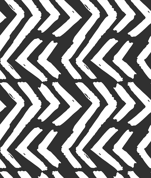 Hand getekende vector abstracte ruwe geometrische monochroom naadloze zig zag chevron patroon in zwarte en witte kleurenhand gemaakte grunge borstel geschilderd textuurscandinavische conceptontwerp voor fashionfabric