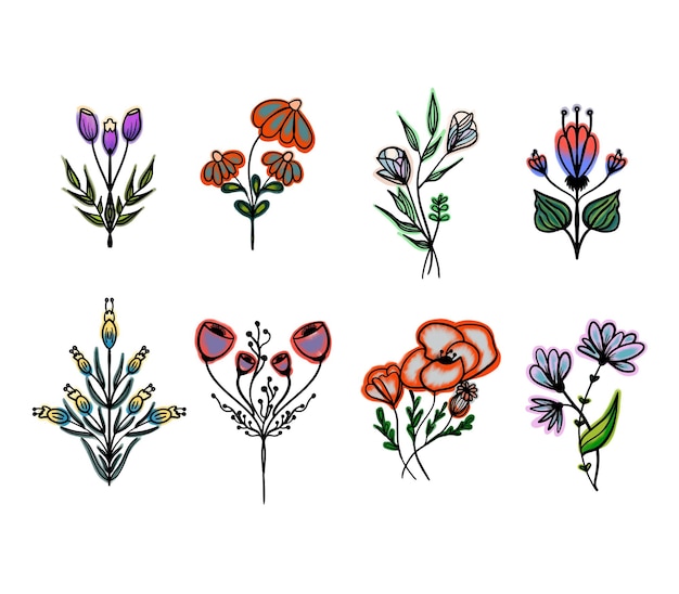 Vector hand getekende vector bloemen