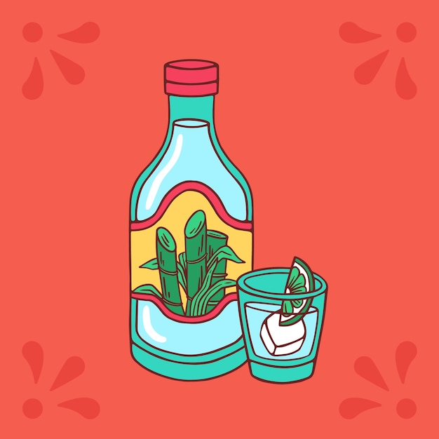 Hand getekende verse cachaça illustratie