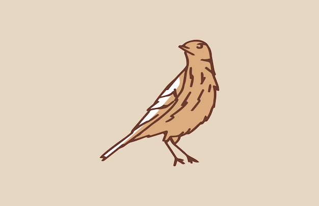 Hand getekende vintage vogeltje vectorillustratie