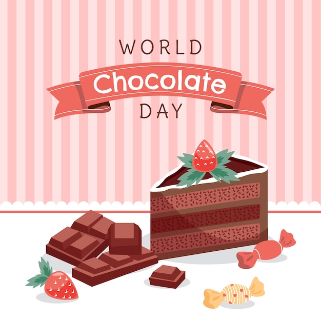 Vector hand getekende wereld chocolade dag taart illustratie