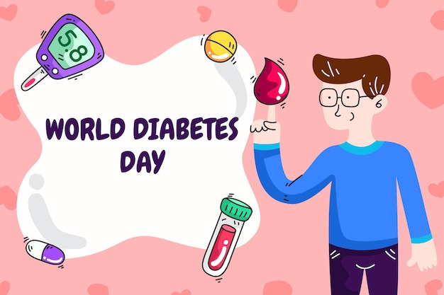 Hand getekende wereld diabetes dag illustratie