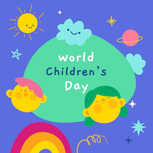 Hand getekende wereld kinderdag illustratie