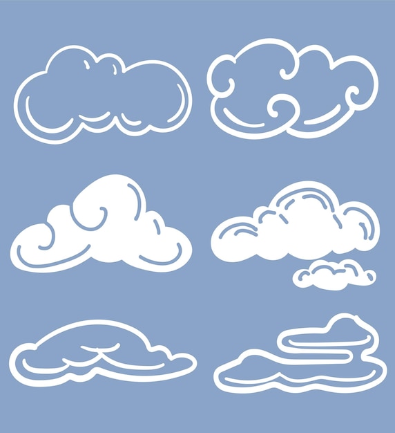 hand getekende wolk set collectie vector illustratie en clip art