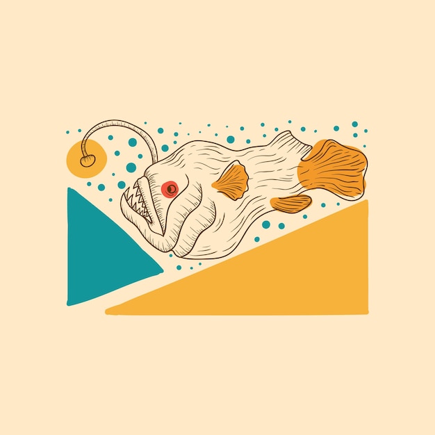 Hand getekende zeeduivel vintage kleur illustratie vector