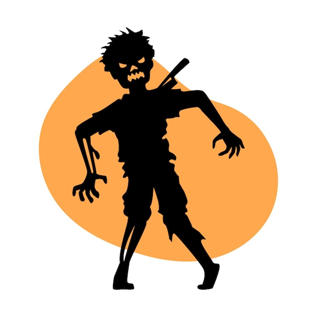 Vector hand getekende zombie silhouet illustratie