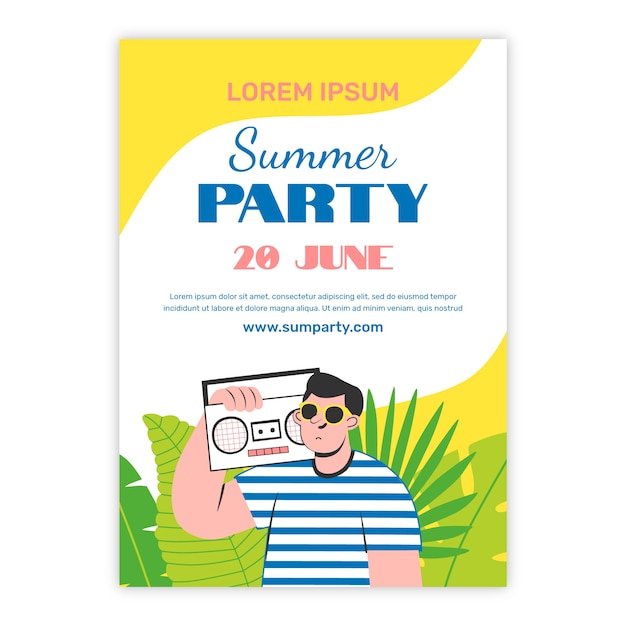 Vector hand getekende zomerfeest flyer