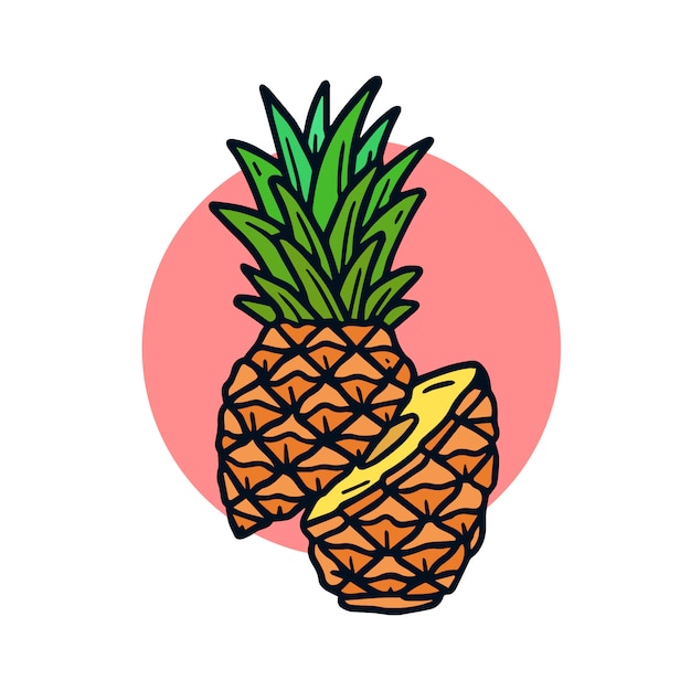 Hand getrokken ananas old school tattoo illustratie