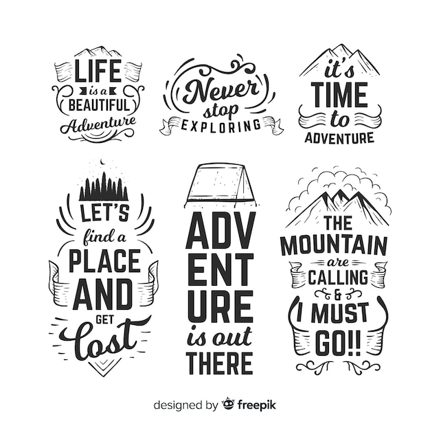 Hand getrokken avontuur logo-collectie