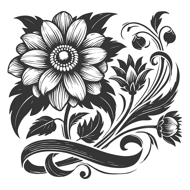 Hand getrokken barokke bloemen