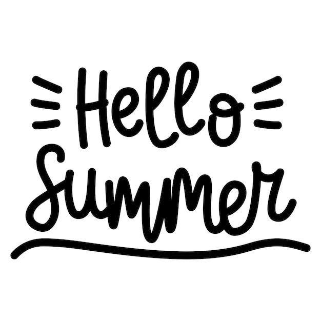 Hand getrokken belettering Hallo zomer geïsoleerd op een witte achtergrond vectorillustratie