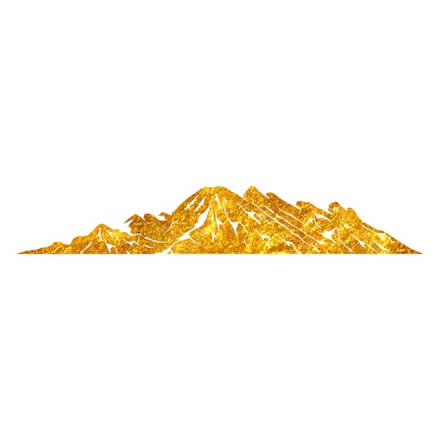 Hand getrokken bergen in goud folie textuur vectorillustratie