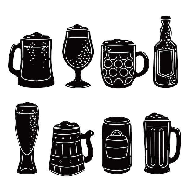 Vector hand getrokken bier silhouet illustratie