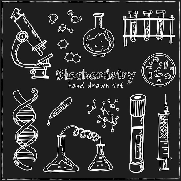 Hand getrokken biochemie set