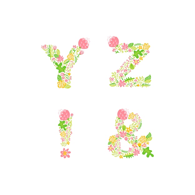 Vector hand getrokken bloemen hoofdletter monogrammen of logo