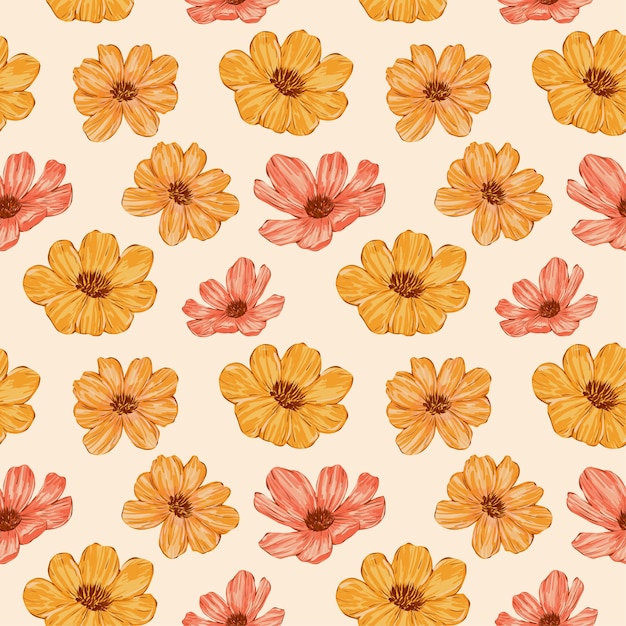 Hand getrokken bloemen naadloos patroon