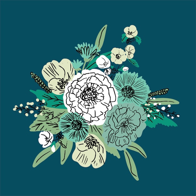 Hand getrokken bloemen set vector