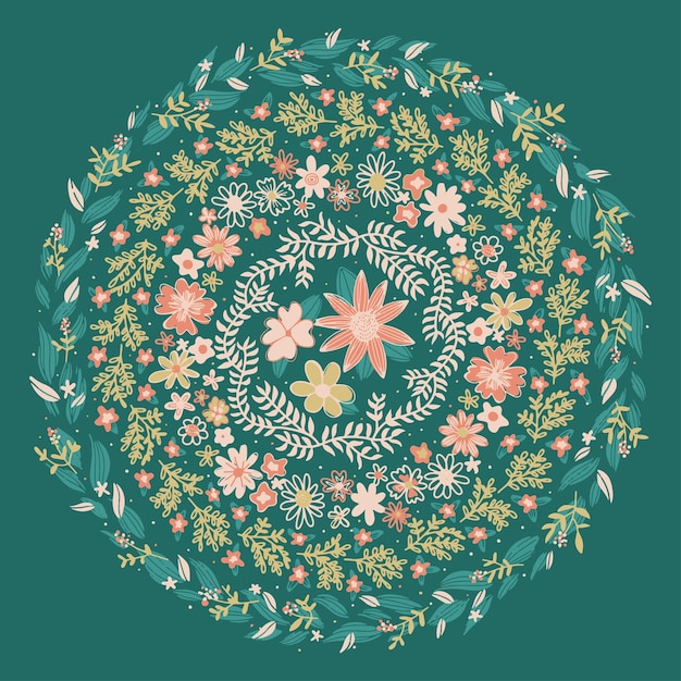 Hand getrokken bloemenmandala