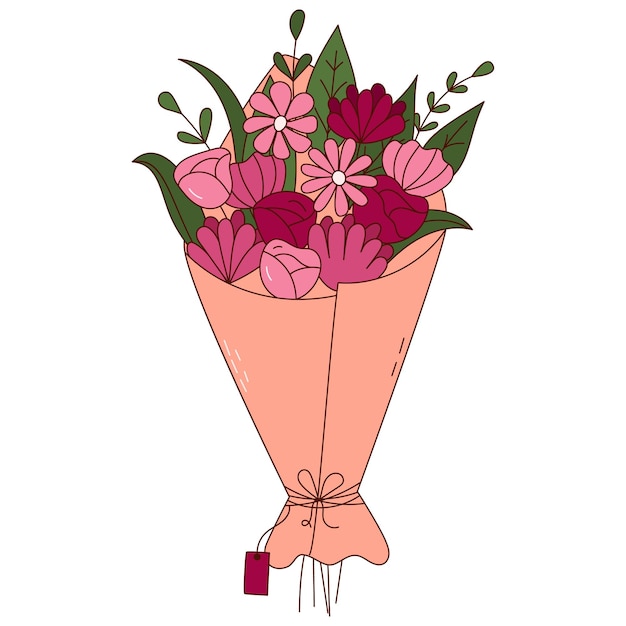 Hand getrokken boeket bloemen voor Valentijnsdag Design elementen voor posters wenskaarten