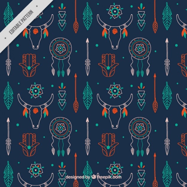 Hand getrokken boho ornamenten patroon