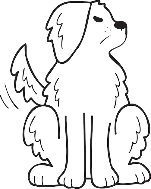 Hand getrokken boze Golden retriever hond illustratie in doodle stijl