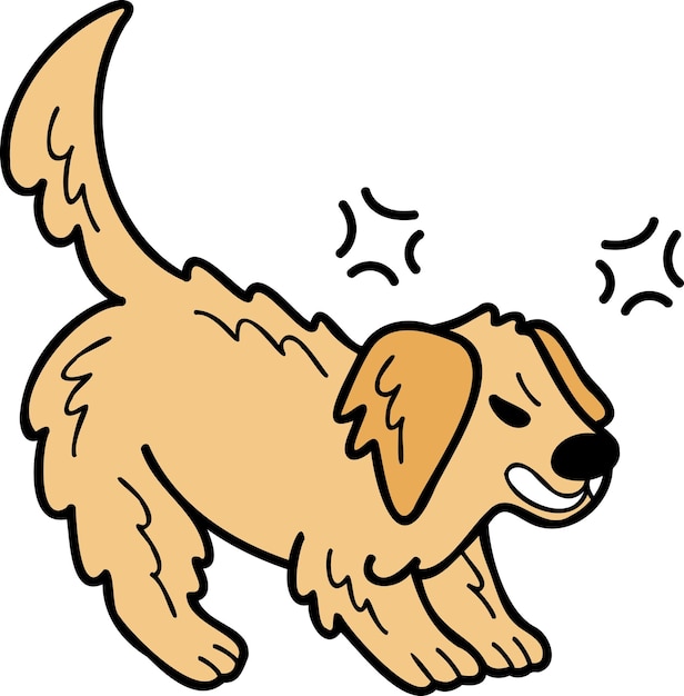 Hand getrokken boze Golden retriever hond illustratie in doodle stijl