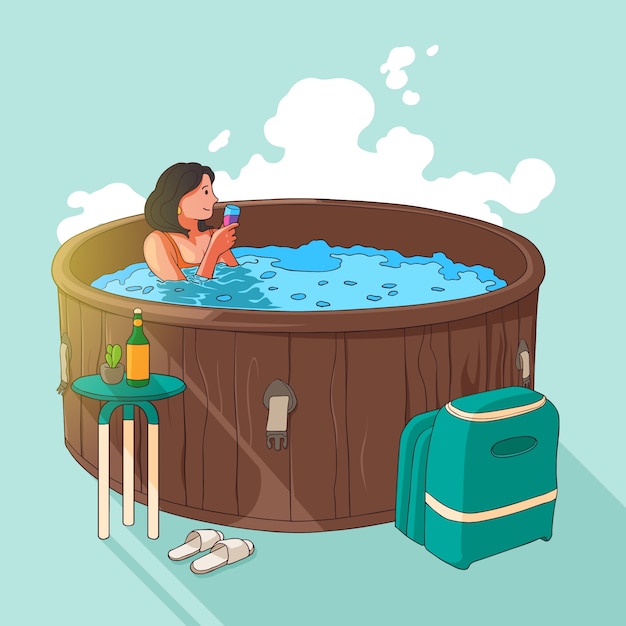 Hand getrokken bubbelbad illustratie