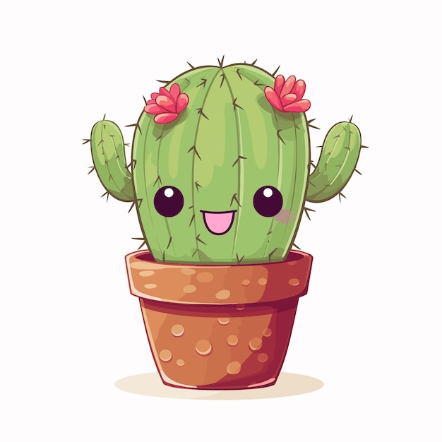 Hand getrokken cactus cartoon afbeelding cactus in pot cartoon