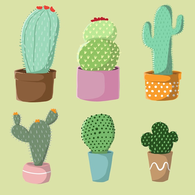 Vector hand getrokken cactus collectie