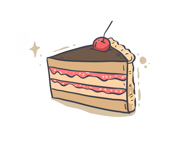 Hand getrokken cake. taart vectorillustratie