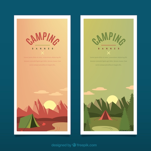 Hand getrokken camping tent banners