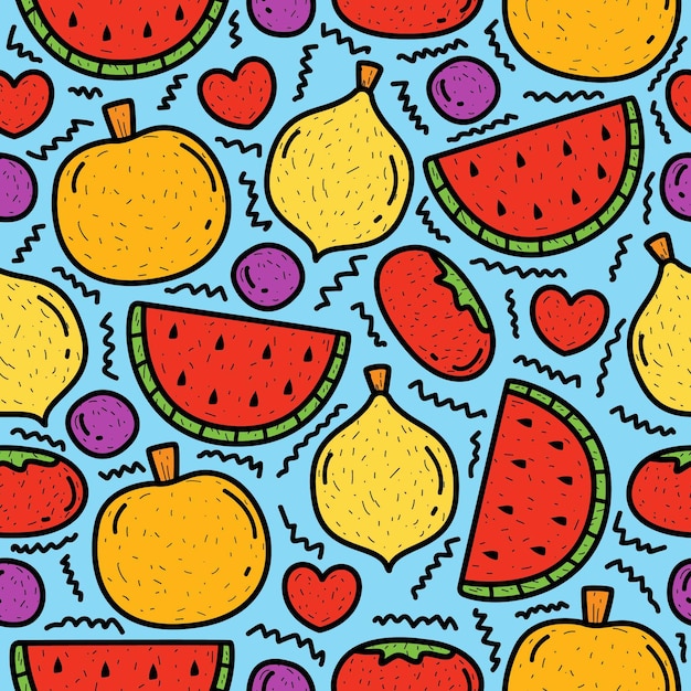 Hand getrokken cartoon doodle fruit patroon ontwerp