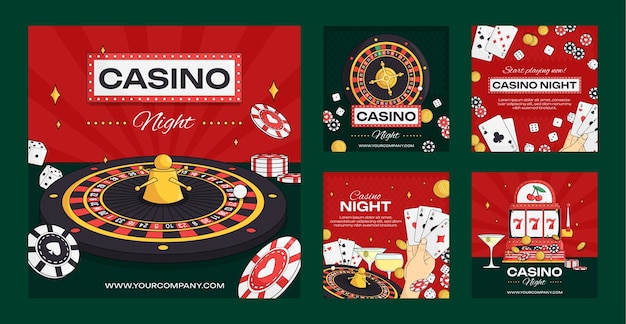 Hand getrokken casino nacht ontwerpsjabloon