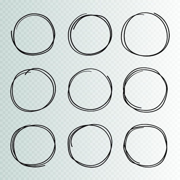 Hand getrokken cirkels schets frame super set Rondes Krabbel lijn cirkels Vector illustraties