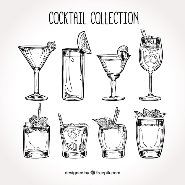 Vector hand getrokken cocktail collectie