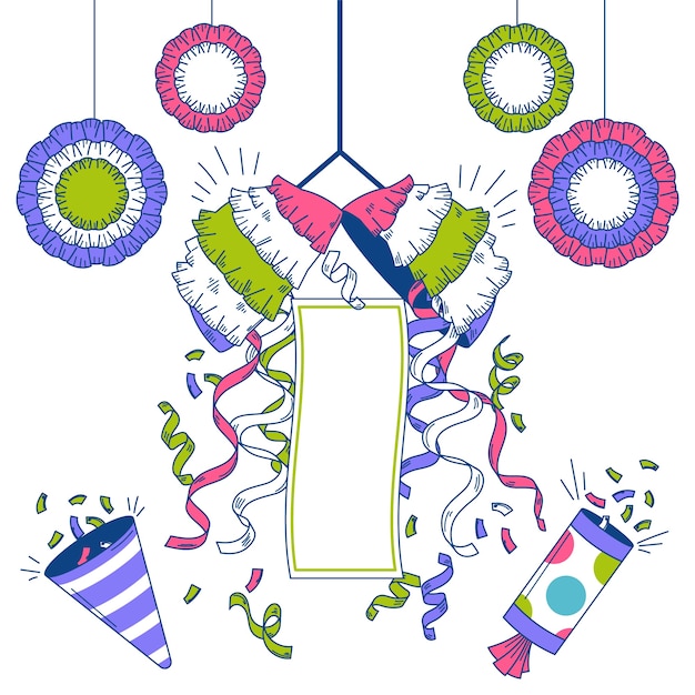 Hand getrokken confetti tekening illustratie