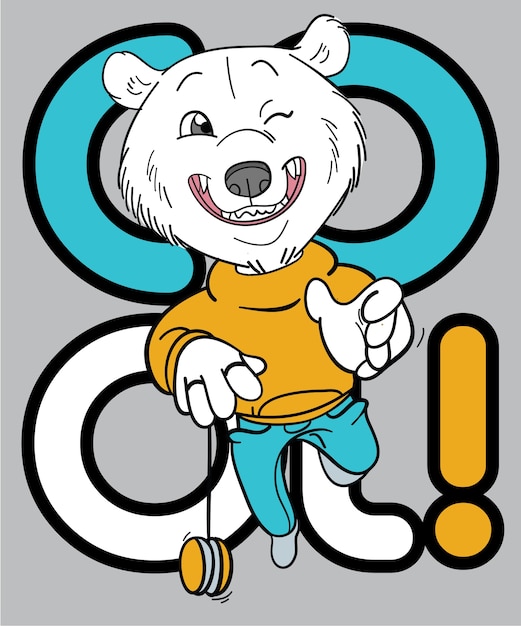 Hand getrokken cool bear vector ontwerp voor t-shirt afdrukken