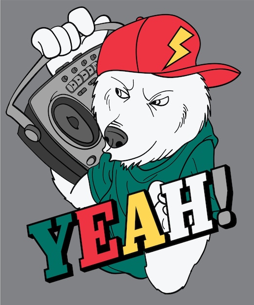 Hand getrokken cool bear vector ontwerp voor t-shirt afdrukken