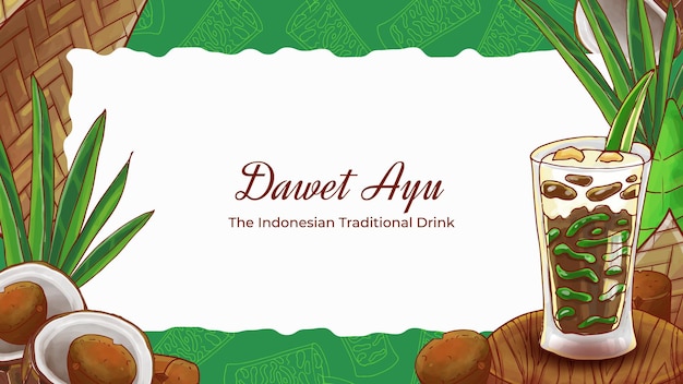 Hand getrokken Dawet Ayu traditionele Indonesische drank achtergrond