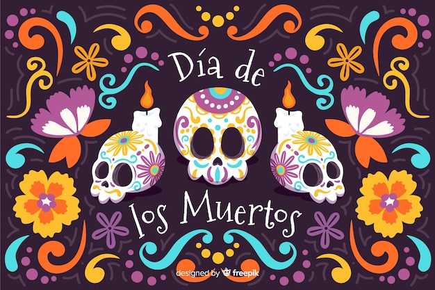 Hand getrokken dia de muertos achtergrond