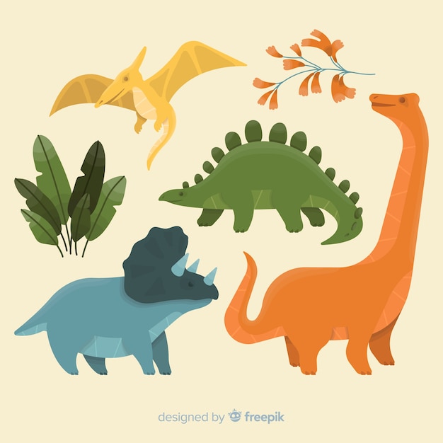 Vector hand getrokken dinosaurusinzameling