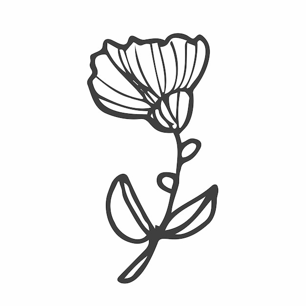 Hand getrokken doodle bloemen. Eenvoudige minimalistische bloemenschets