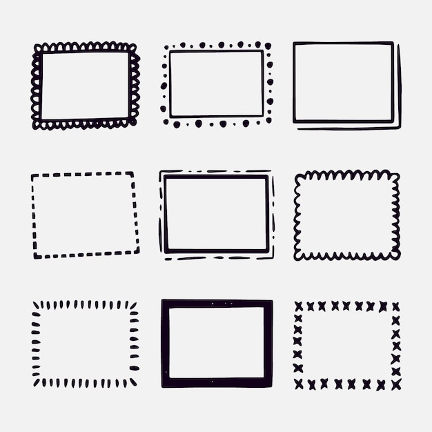 Hand getrokken doodle frame collectie