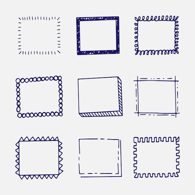 Hand getrokken doodle frames collectie