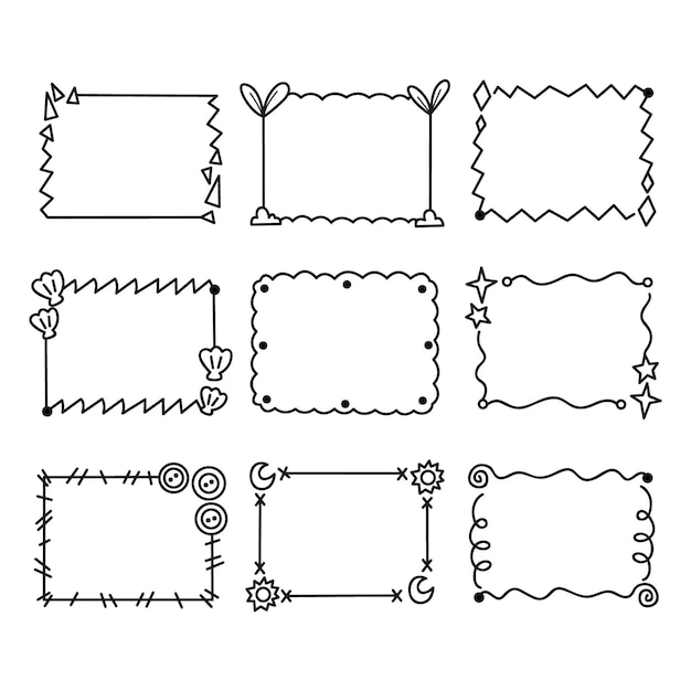 Hand getrokken doodle frames collectie