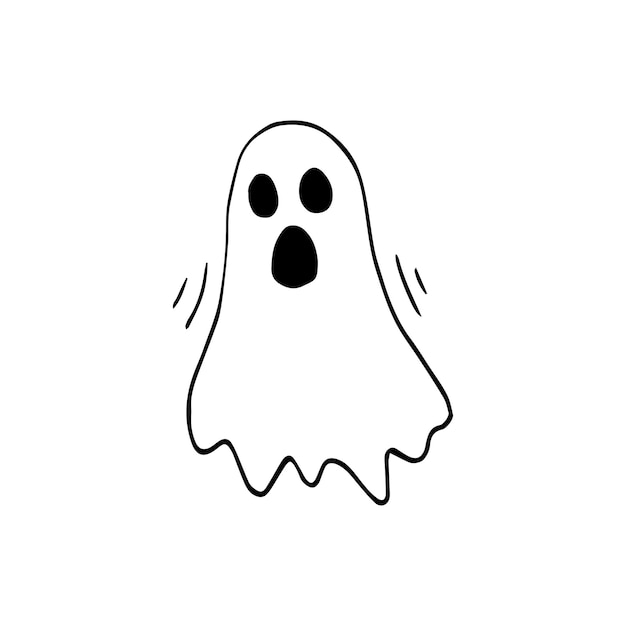 Hand getrokken doodle ghost Vector schattige halloween geest Outline