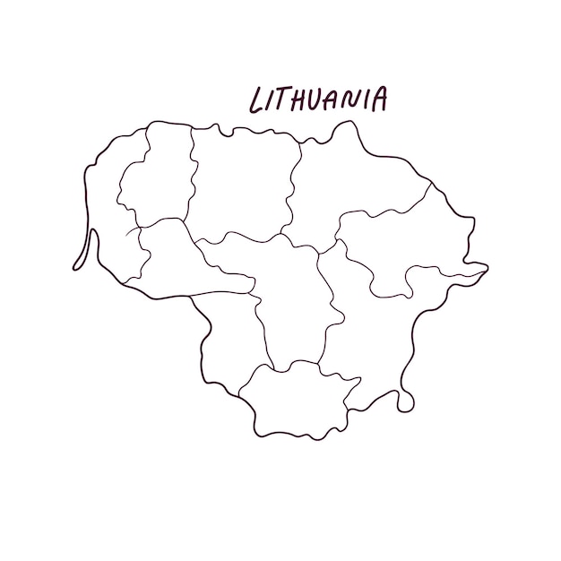 Hand getrokken doodle kaart van Litouwen vectorillustratie