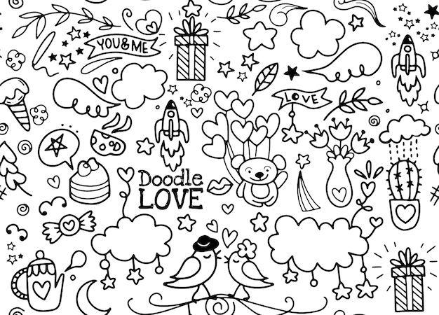 Hand getrokken doodle liefde illustratie